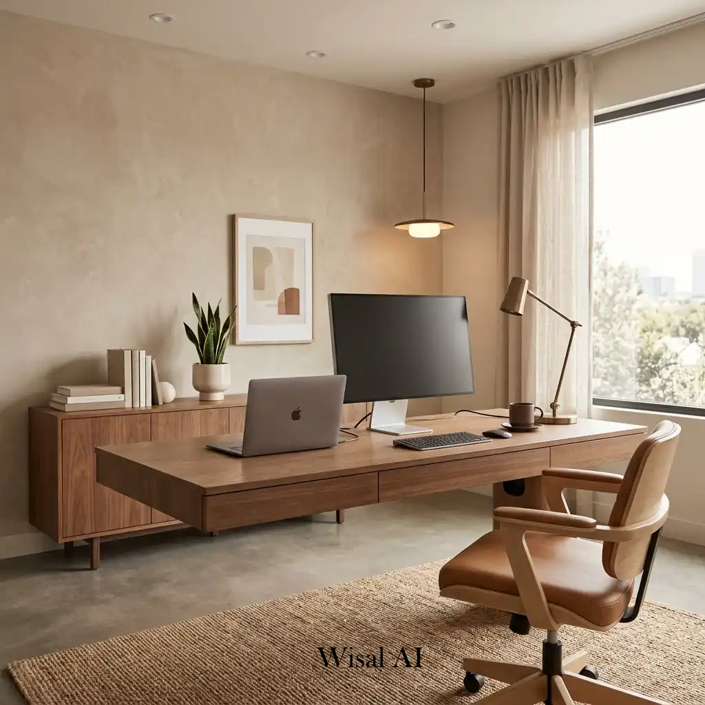 Mocha inspired modern apartment home office space