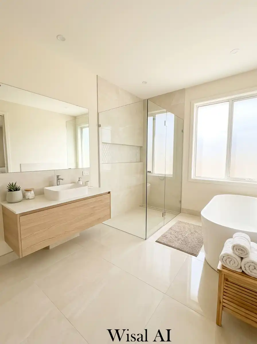 2. Light neutral colors make bathroom feel larger