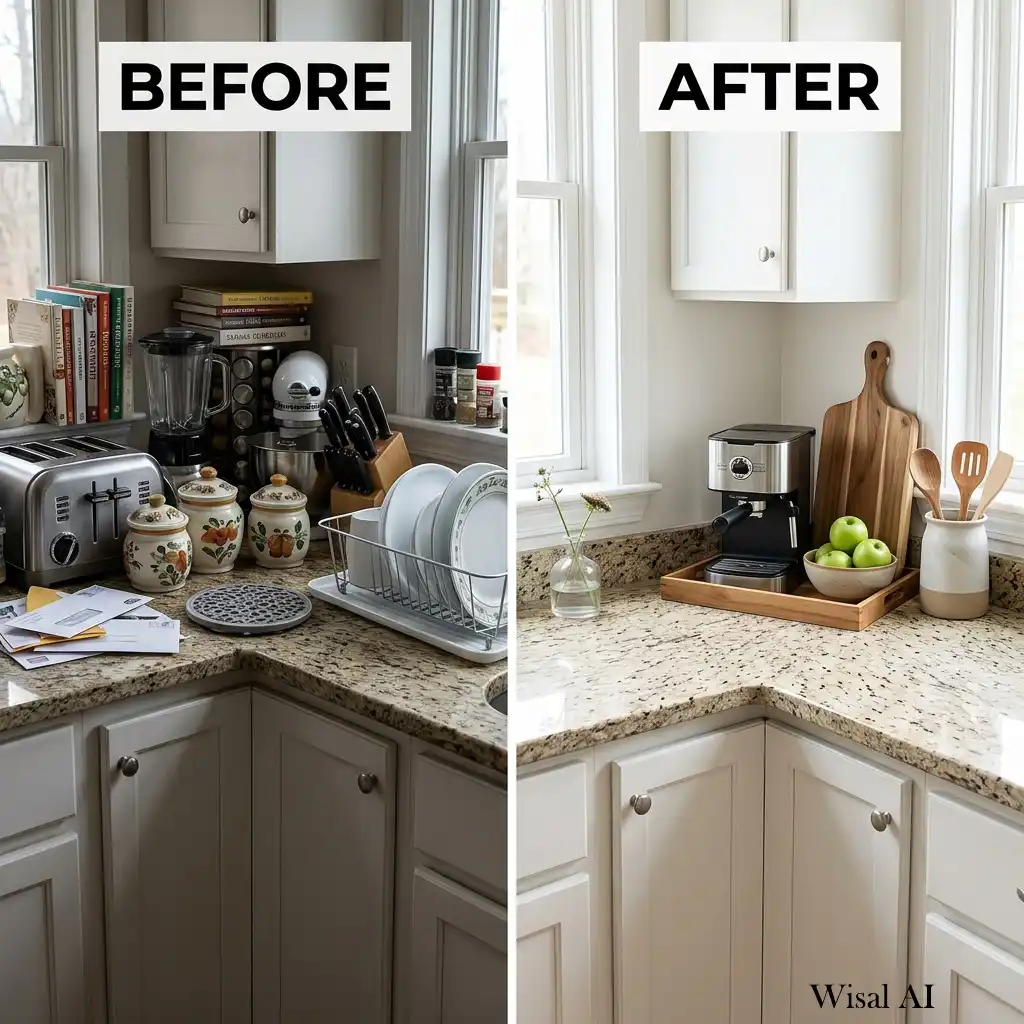 Bright kitchen featuring spacious, clutter-free countertops with elegant minimalist styling.