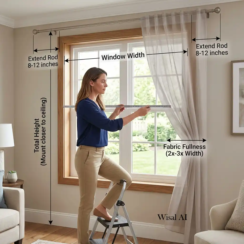 Modern window featuring perfectly measured floor-length curtains for a custom luxurious look.