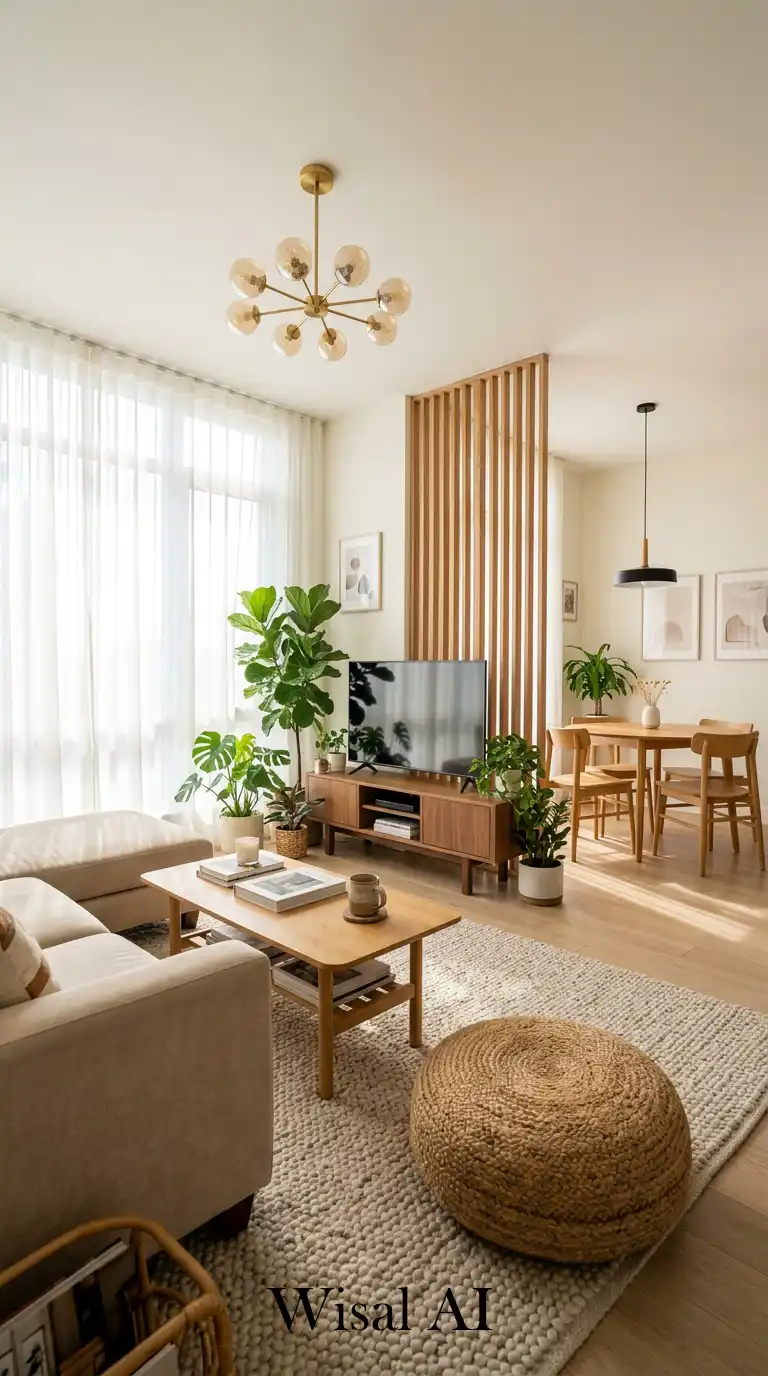 12.Bright, Airy Small Living Room with Dining Table