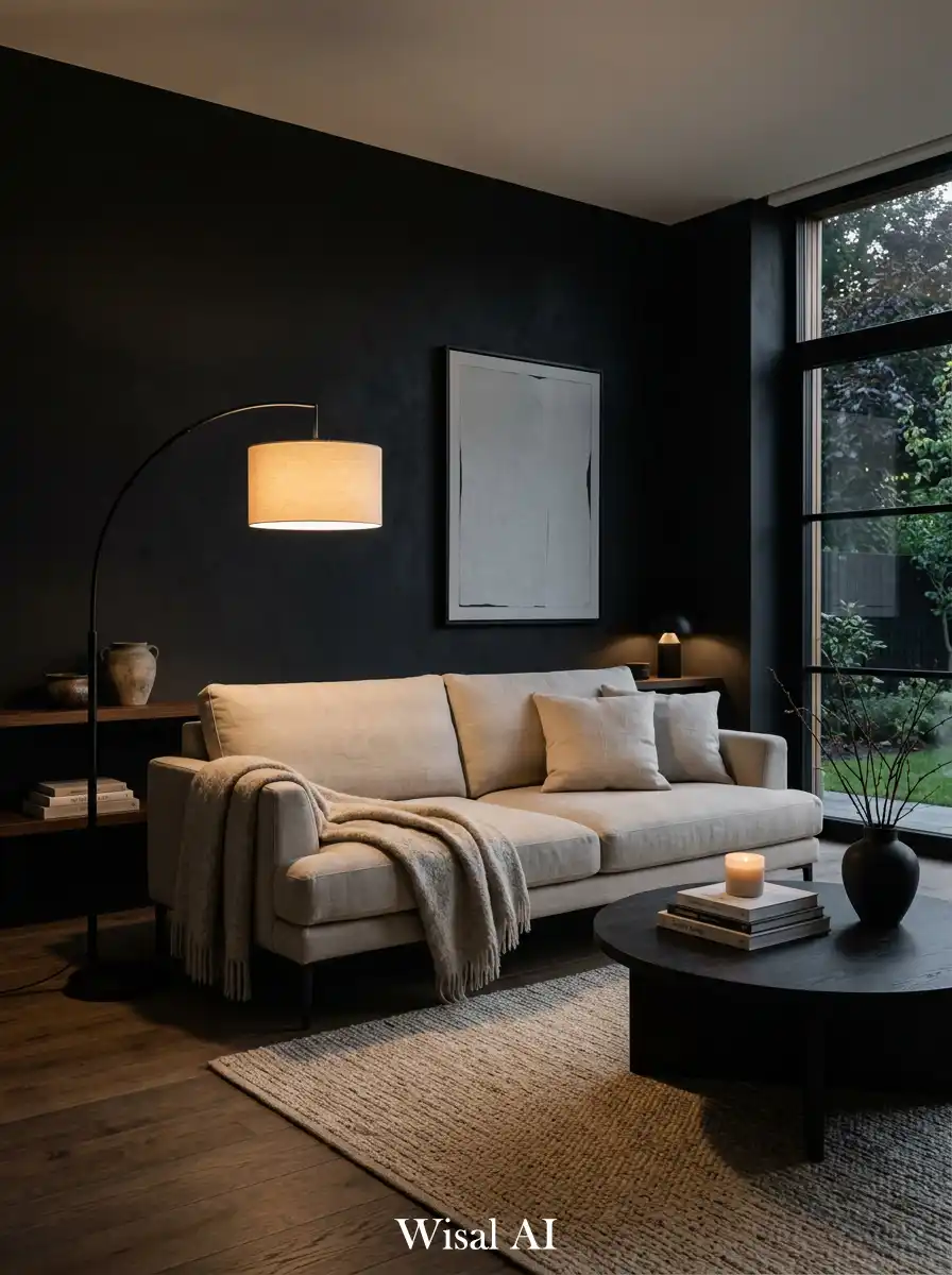 2. Modern Minimal Moody Living Room