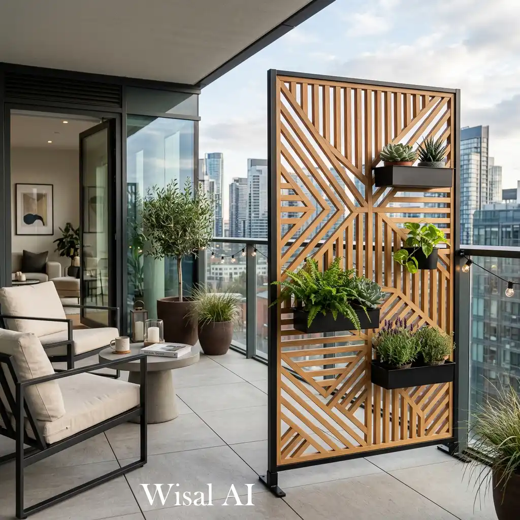 Modern outdoor privacy screens for balcony separation