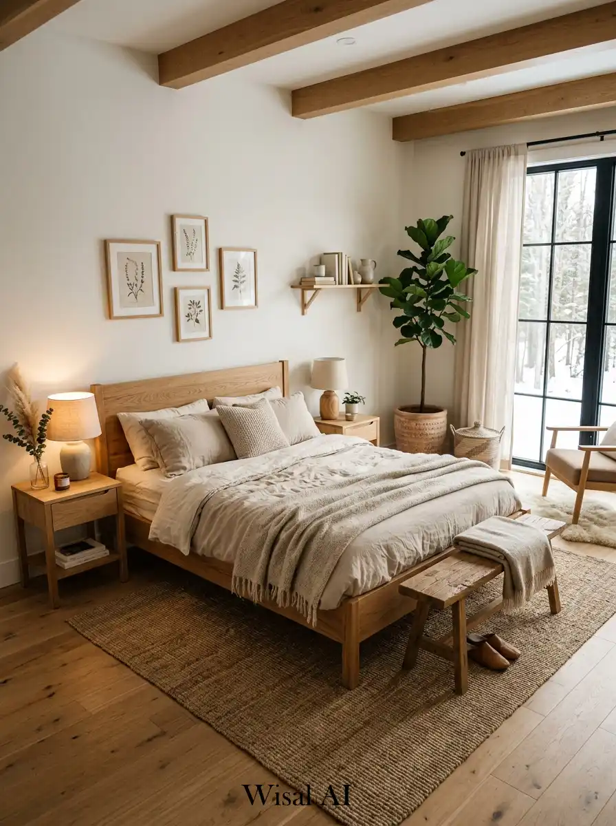 2. Scandinavian Bedroom with Natural Wood Warmth
