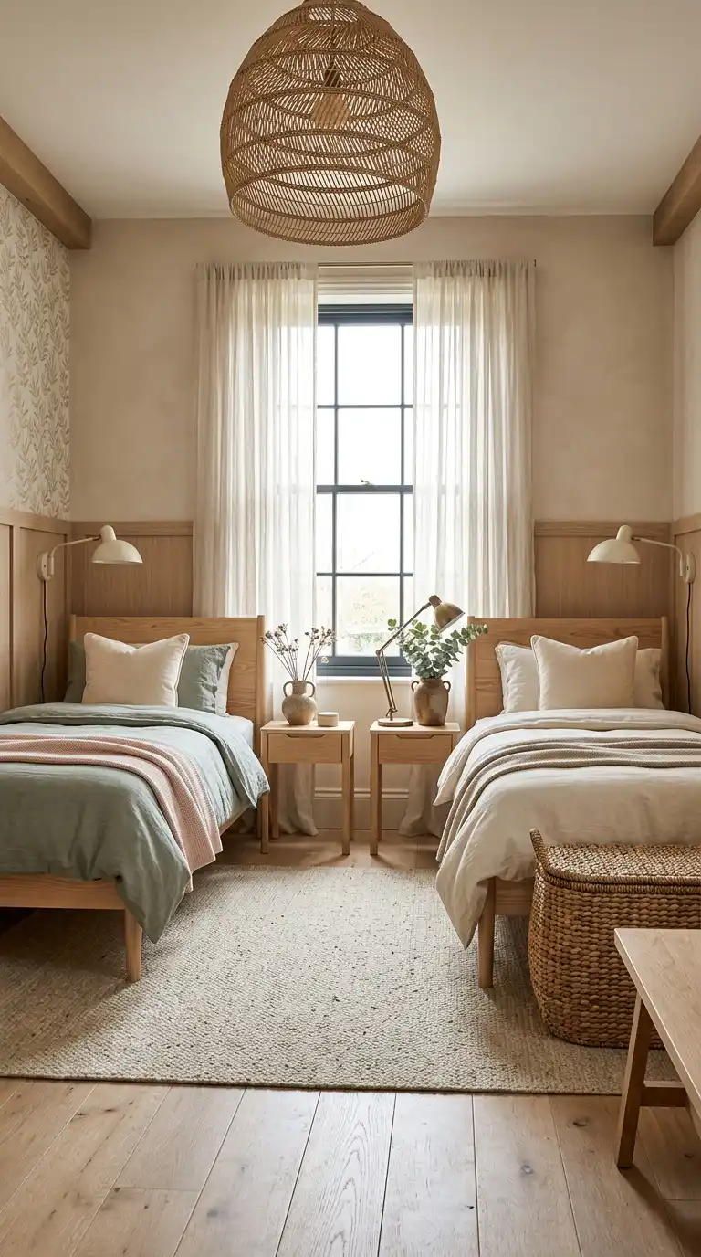 12. Serene Scandinavian Oasis for Two: A Luxury Twin Bedroom