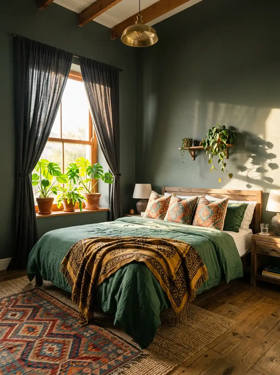 2. Sun-Drenched Verdant Serenity: Green Bedroom Ideas