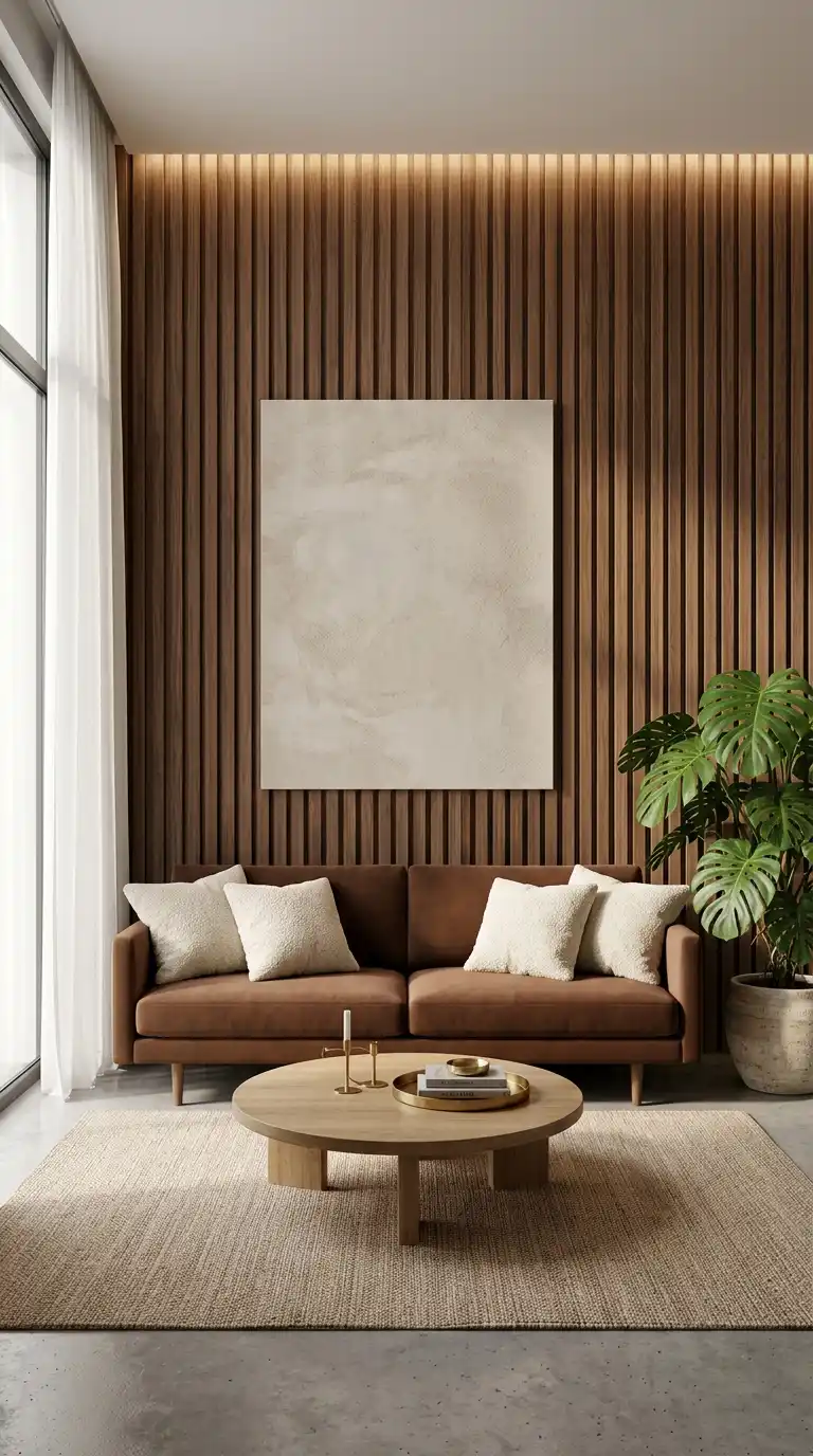 2. Walnut Slat Zen: Organic Earth Tones