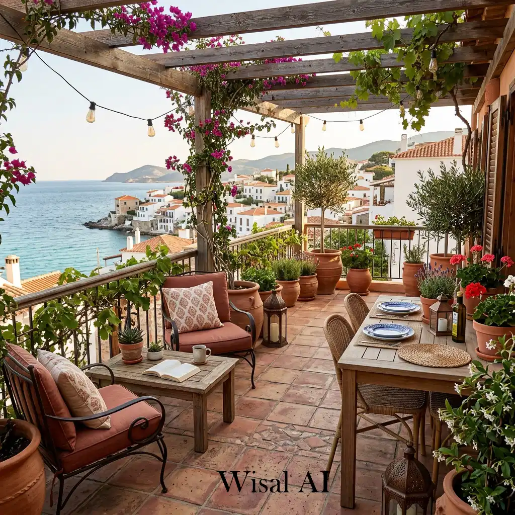 Ultimate Mediterranean balcony sanctuary with terracotta and greenery