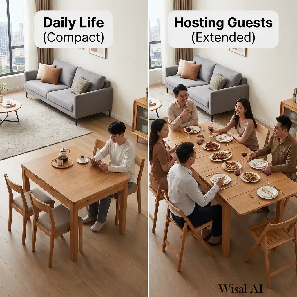 Extendable dining table saves space and expands for guests easily