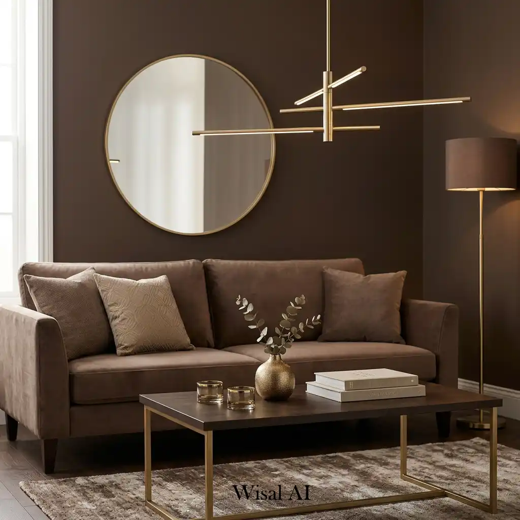 Mocha interior with subtle gold accents in modern apartment
