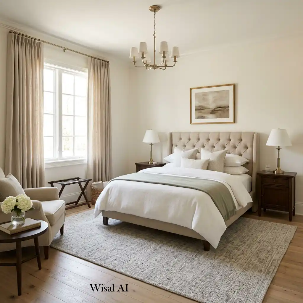 Timeless luxury guest bedroom with elegant classic details.