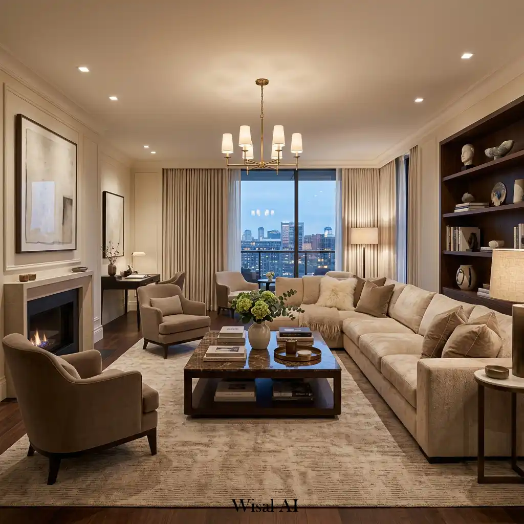 Sophisticated living room inspired by a luxury hotel suite
