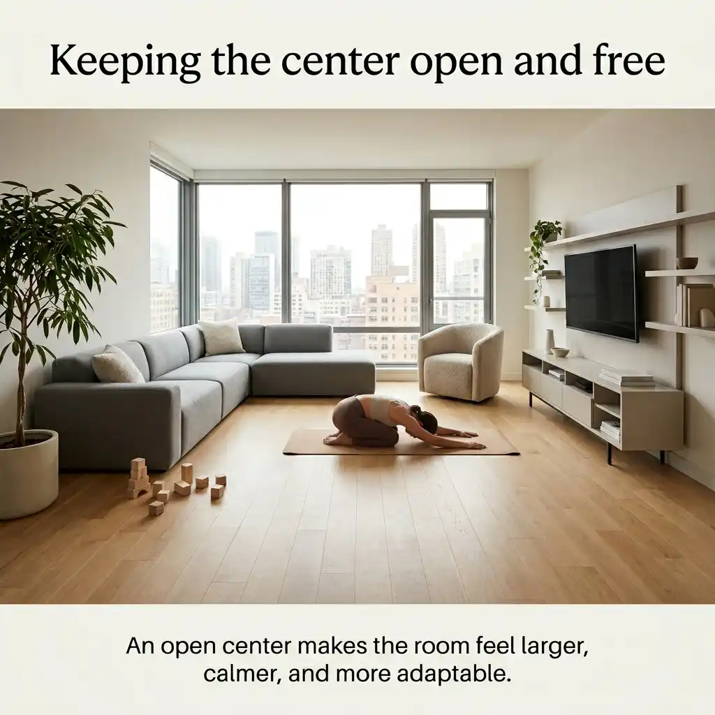 Open room center improves movement flexibility and visual calm daily