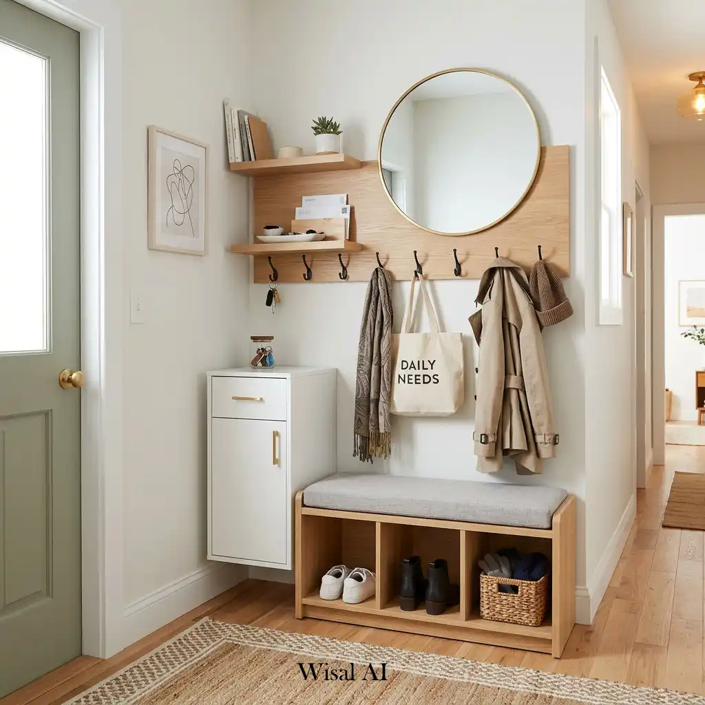 Compact apartment mudroom with smart storage and space-saving organization