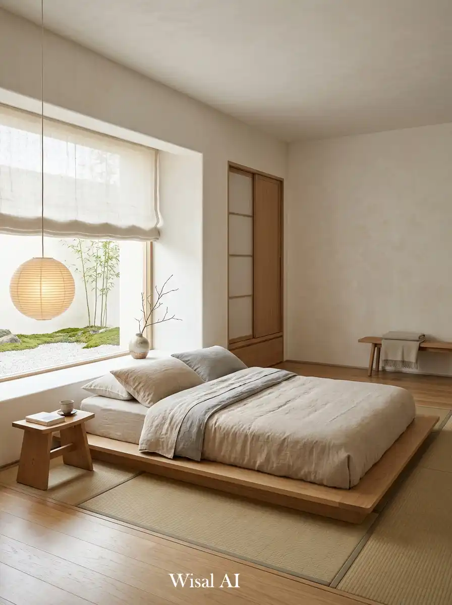 27. Ultra-Minimal Japandi Bedroom with Floor Mattress Setup