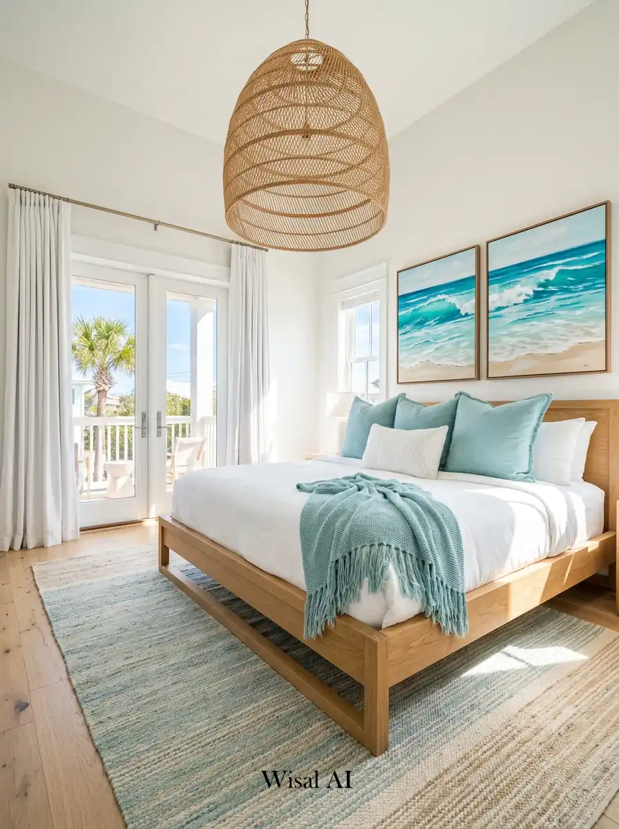 13. Airy Breezes and Woven Textures in a Coastal Cottage Bedroom
