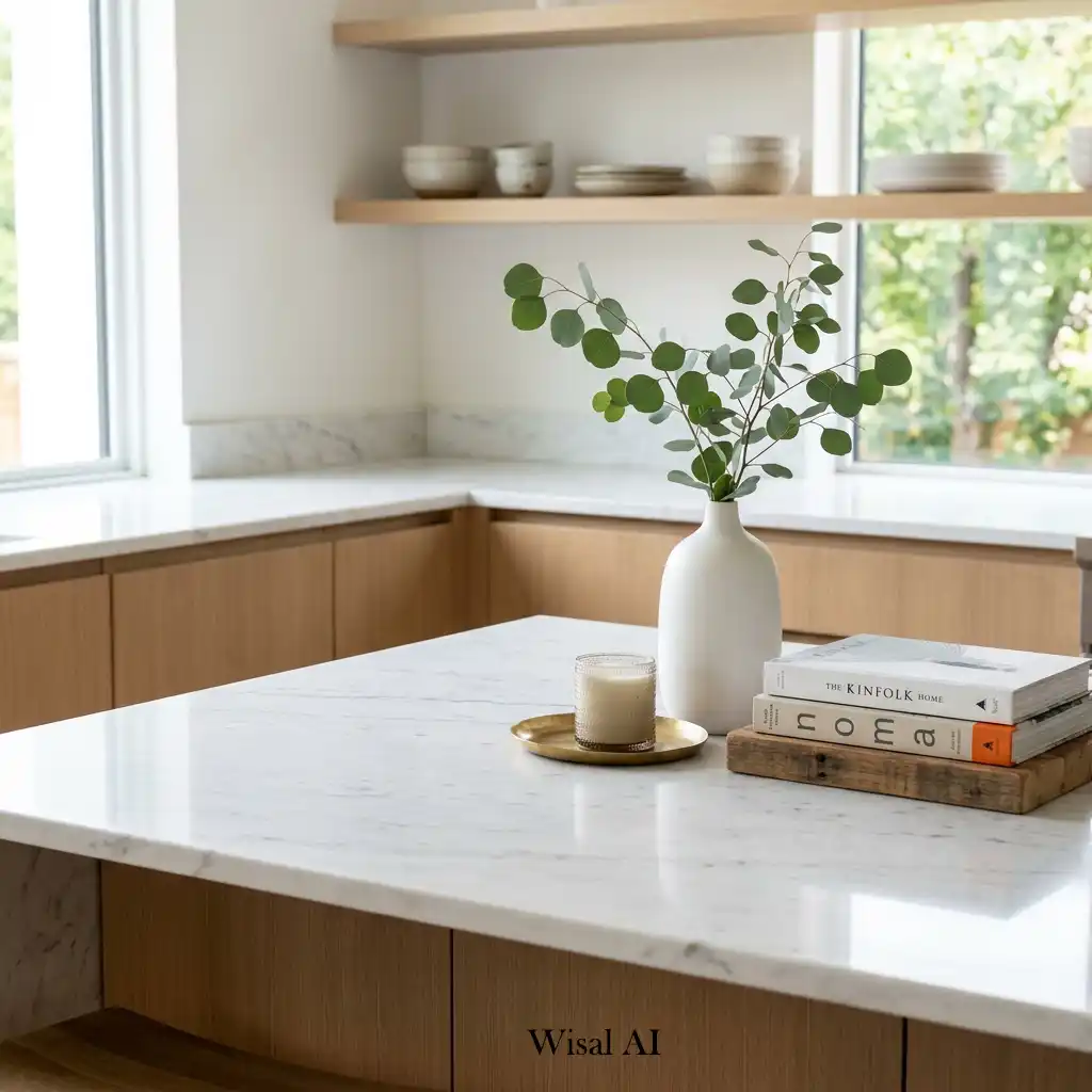 Minimalist home with clean, clutter-free surfaces creating a calm and luxurious atmosphere.