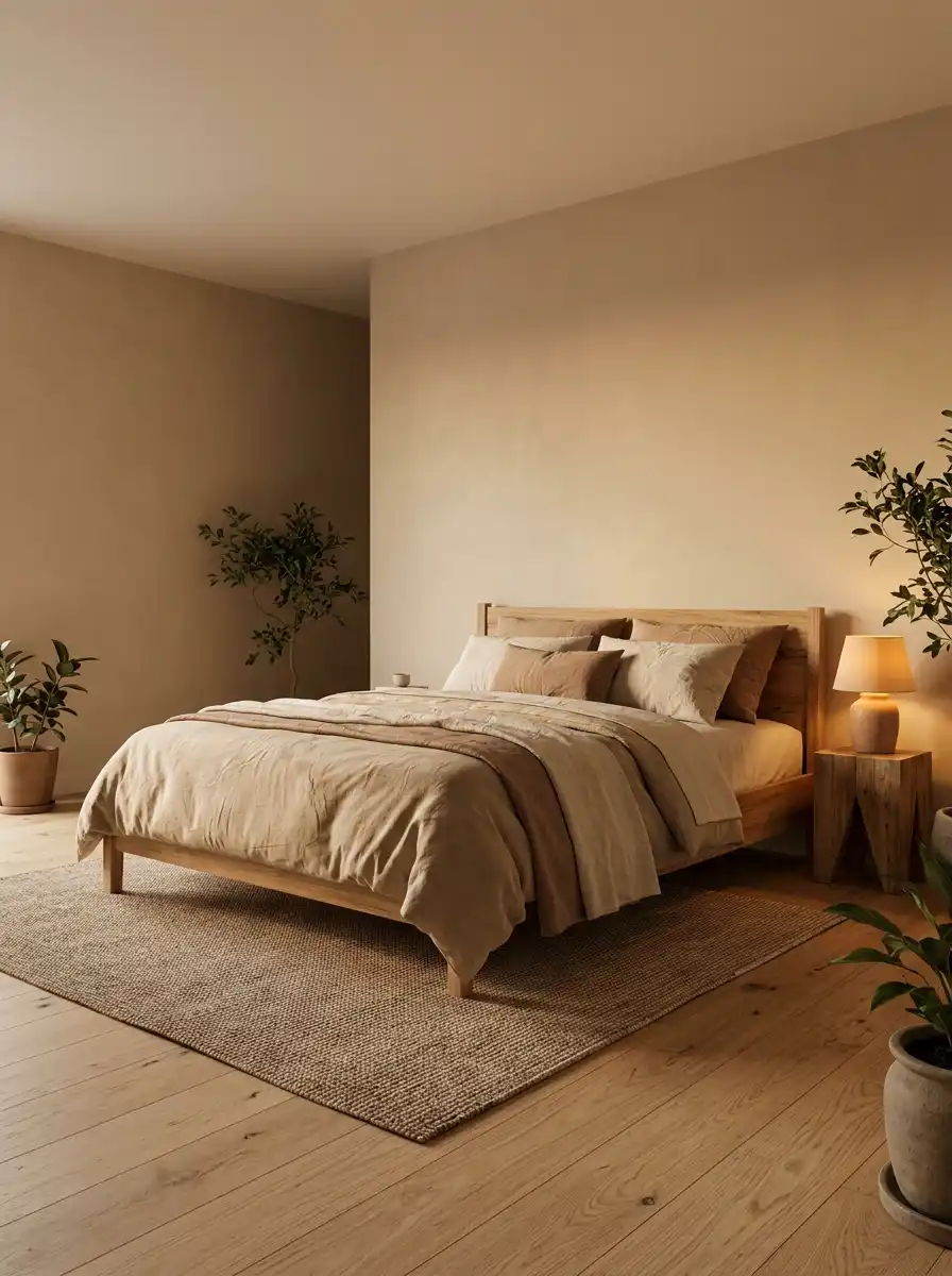 3. Natural Material Bedroom Idea for Grounded Comfort