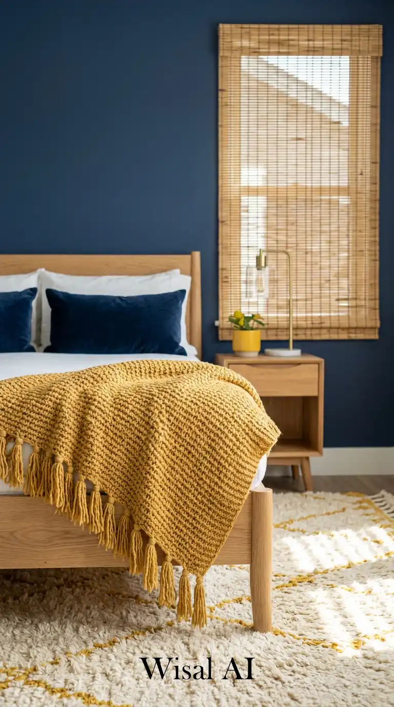 3. Nautical Serenity: A Coastal Blue and Yellow Bedroom Idea