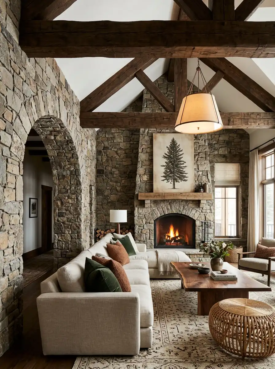 13. The Grand Archway Escape: An Architectural Farmhouse Living Room Idea