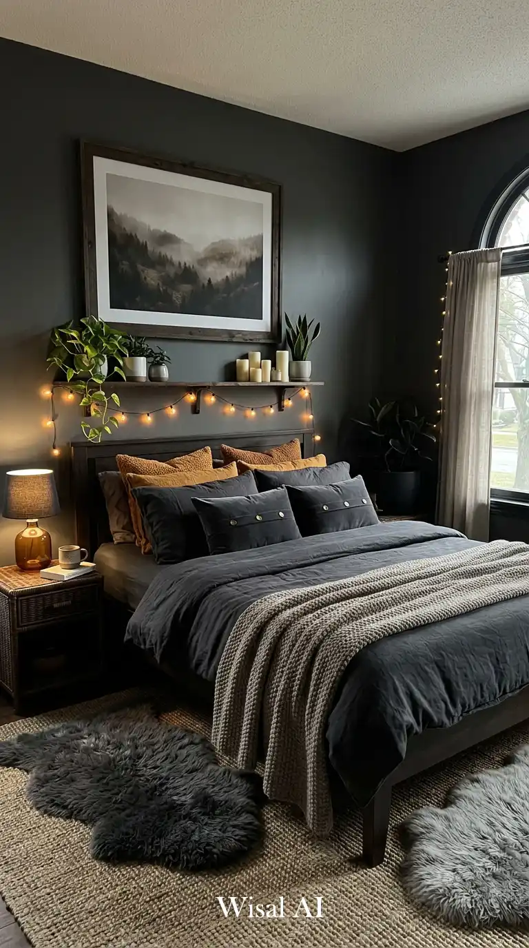 4. Bohemian and Eclectic Gray Bedroom Idea