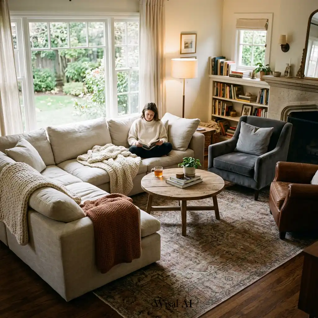 Comfortable living room with cozy seating arranged for conversation and everyday relaxation.