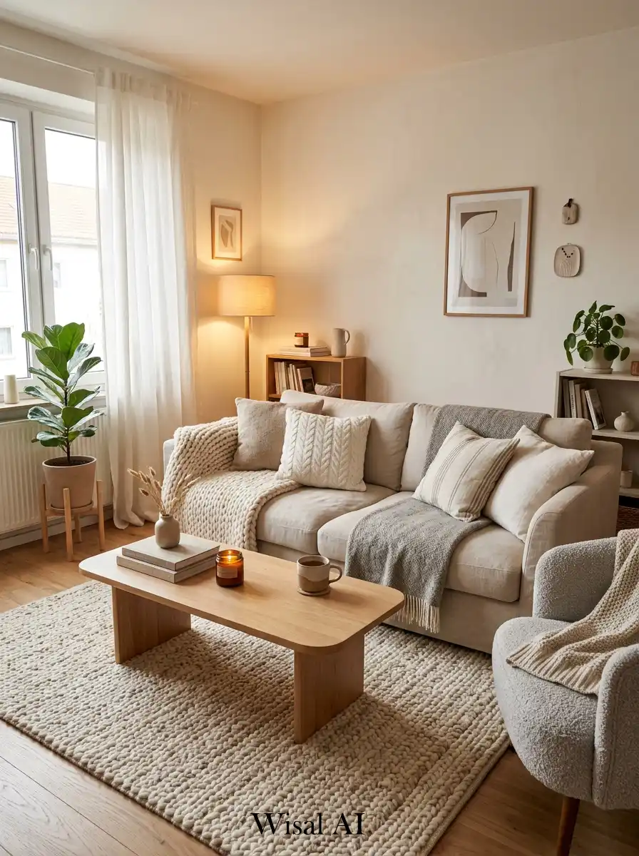4. Cozy Textures Scandinavian Living Room