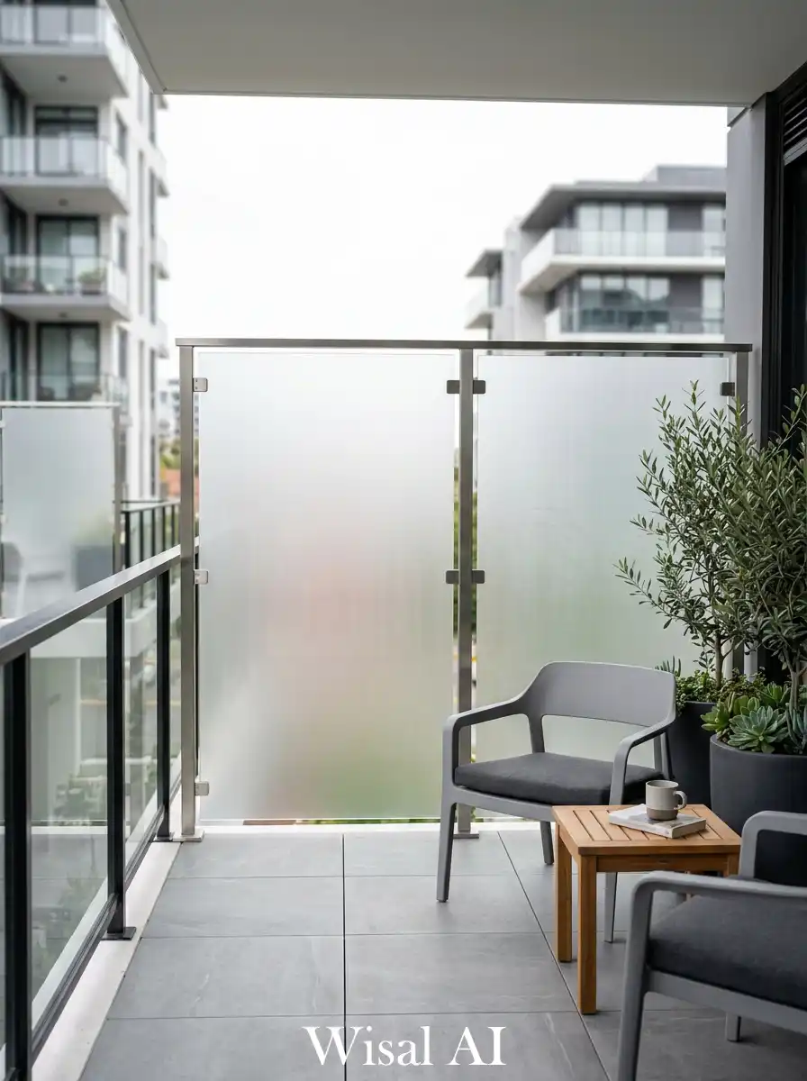 Frosted glass balcony railings for modern privacy