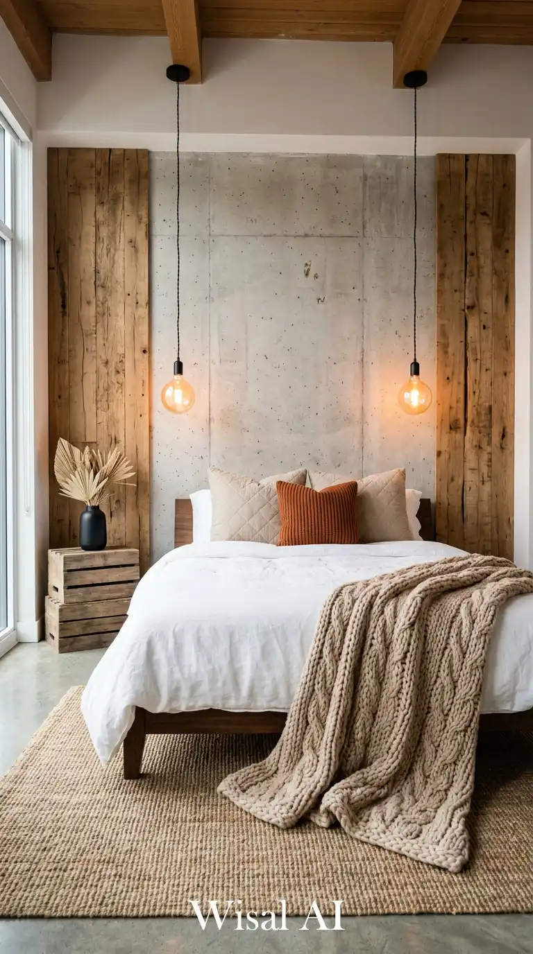 4. Industrial Calm: A Quiet Modern Bedroom Concept