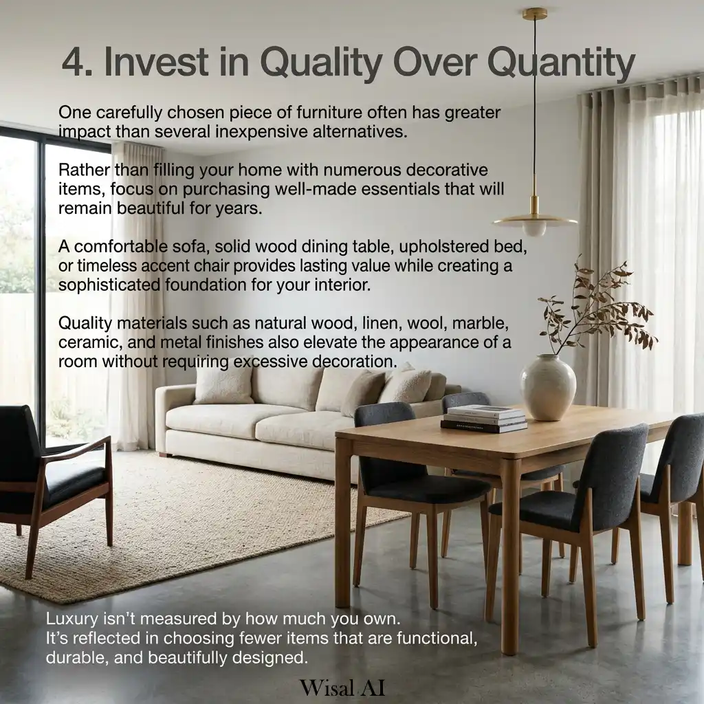 Luxury home featuring high-quality furniture and timeless interior design details.