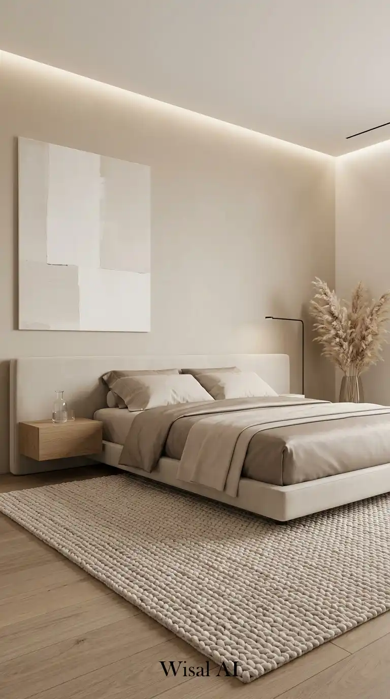 4. Modern Minimalist Sands Beige Bedroom Idea