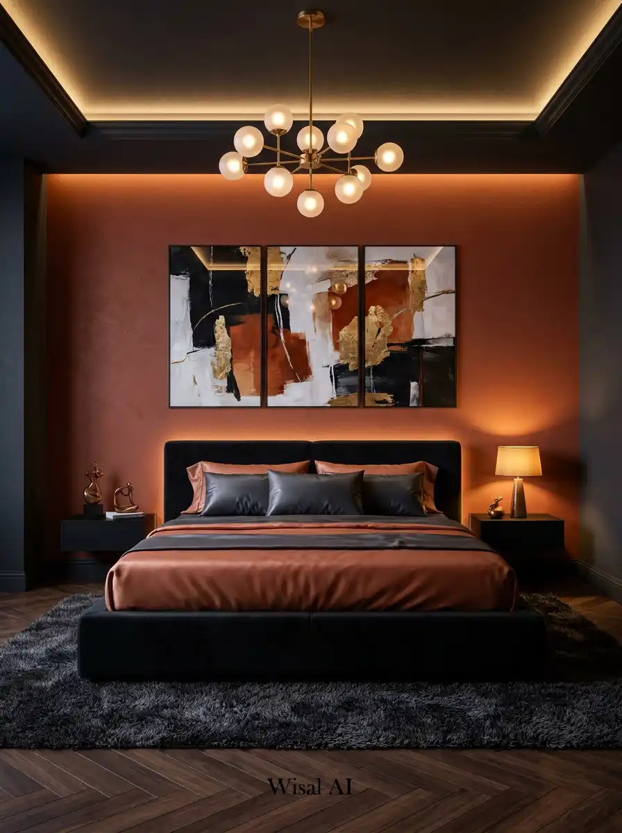 4. Modern Mood & Shadows  Terracotta Bedroom Idea