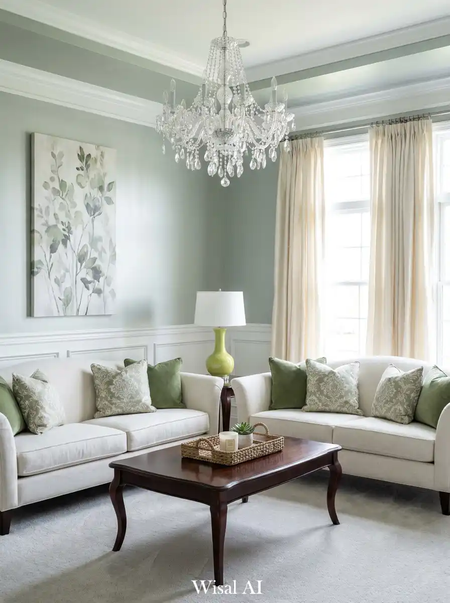 4. Polished Serenity: Sage Green Living Design