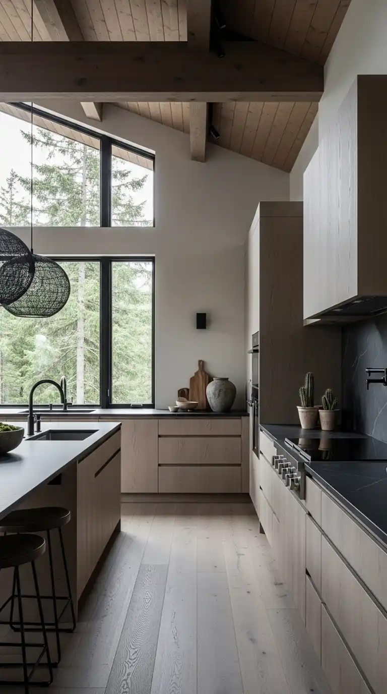 24.Scandinavian Oak and Slate Luxury Rustic Kitchen Idea