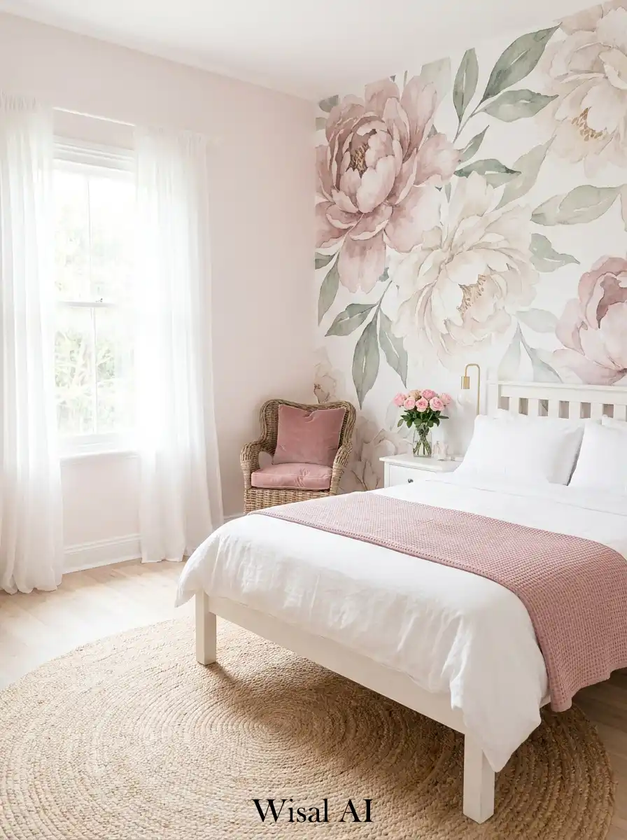 14. The Botanical Escape: A Dreamy Dusty Pink Bedroom Idea