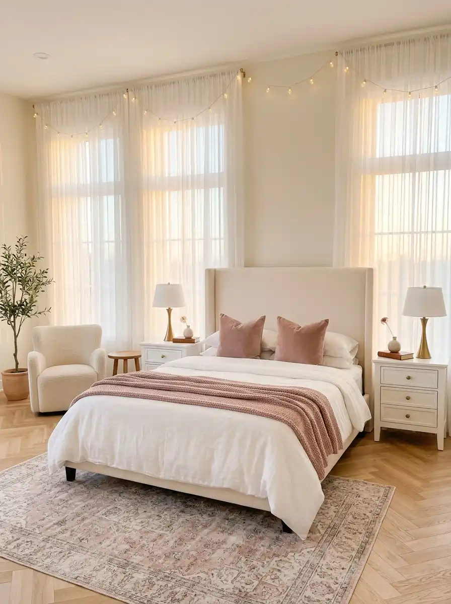 5. Ethereal Rose: Modern Bedroom Ideas in Soft Tones