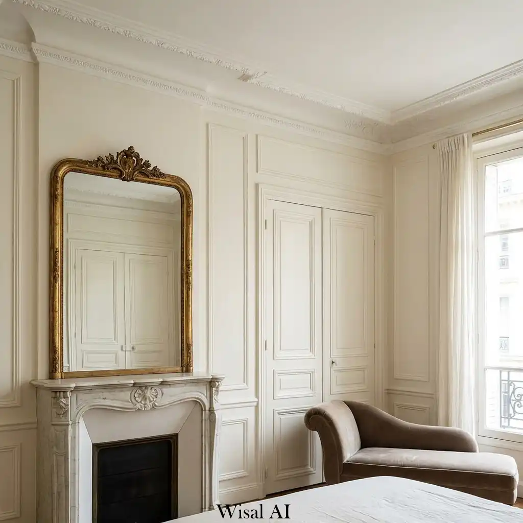 European wall molding and paneling in classic bedroom