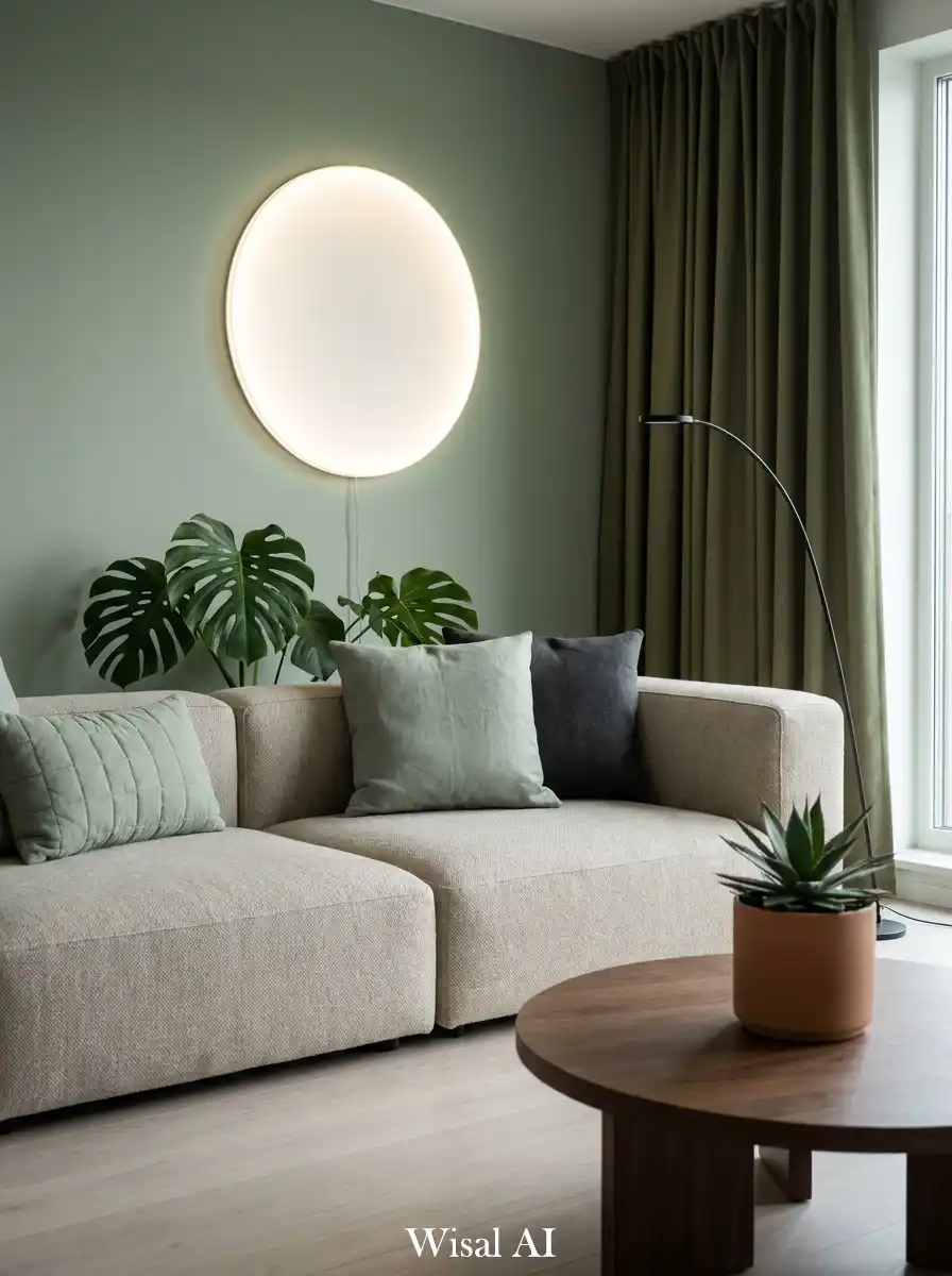 5. Modern Minimalism in Sage Green Living