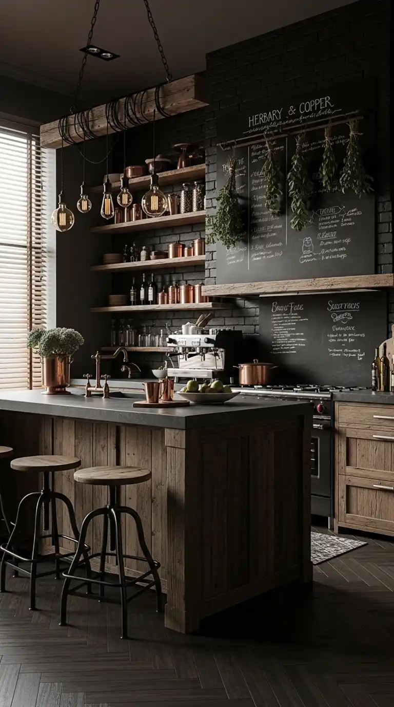 25.Moody Cedar and Polished Copper Luxury Rustic Kitchen