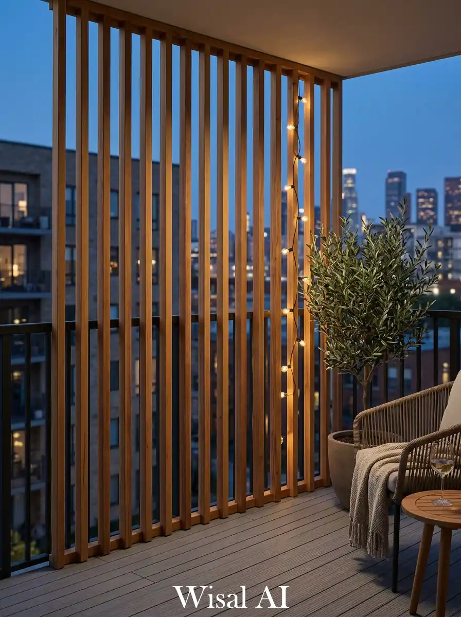 Vertical wooden slats creating stylish light shadow