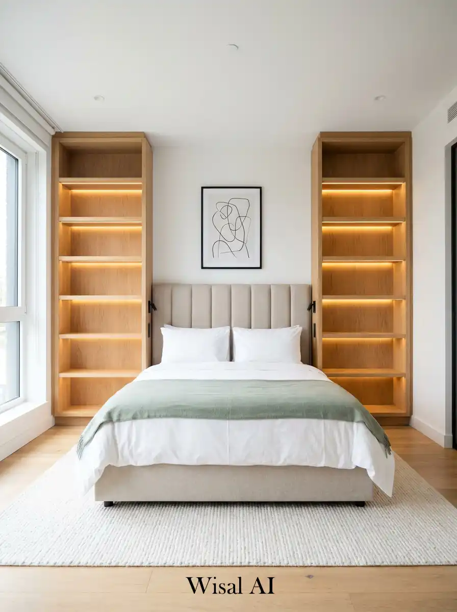 6. Architectural Symmetry Hotel Bedroom Idea
