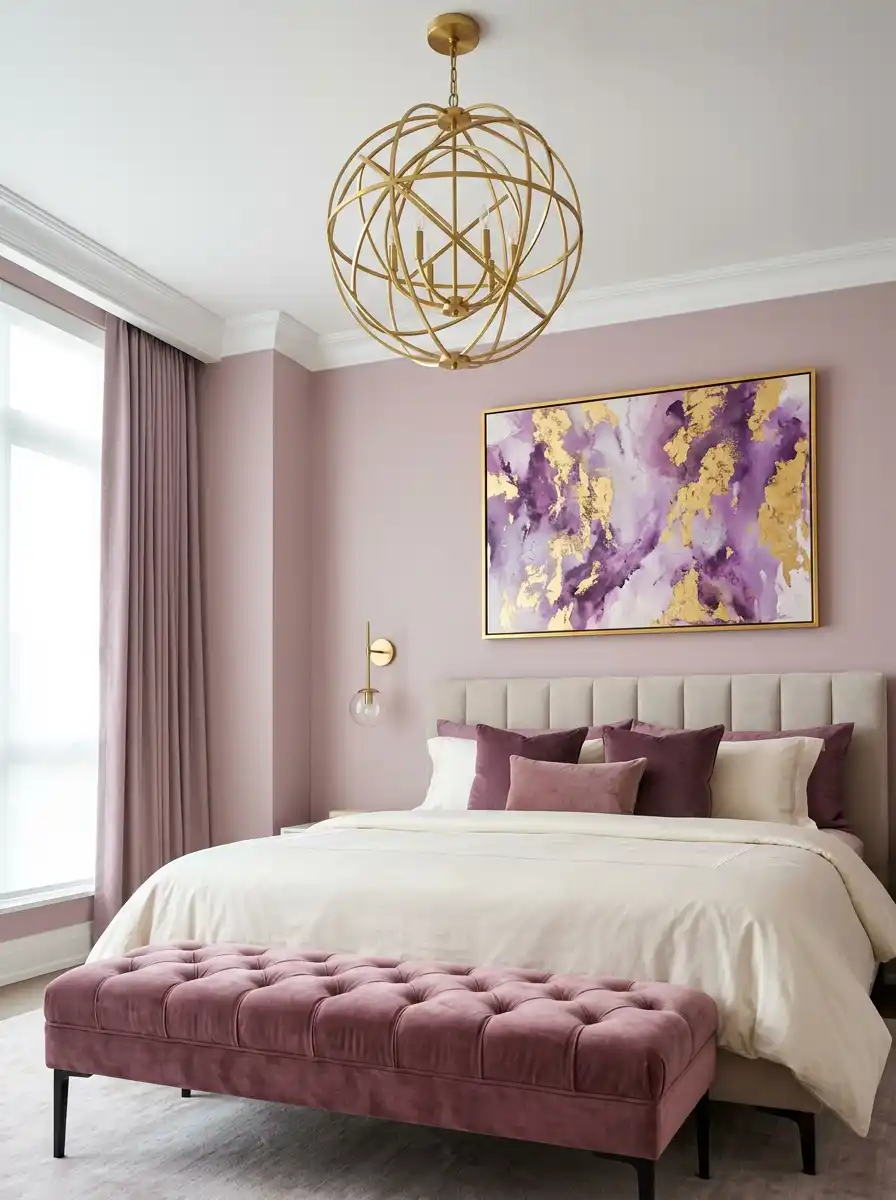 16. Blush Geometric Chic: Modern Bedroom Ideas