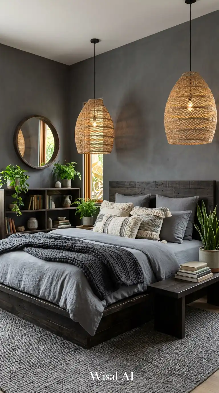 6. Bold and Glamorous Gray Bedroom Idea