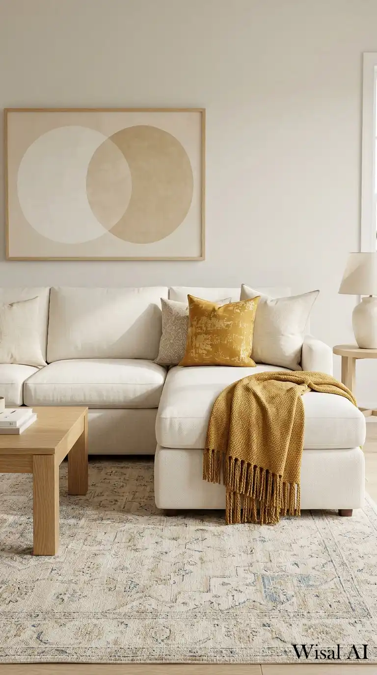 6. The Sophisticated Mustard and Cream Living Room Retreat