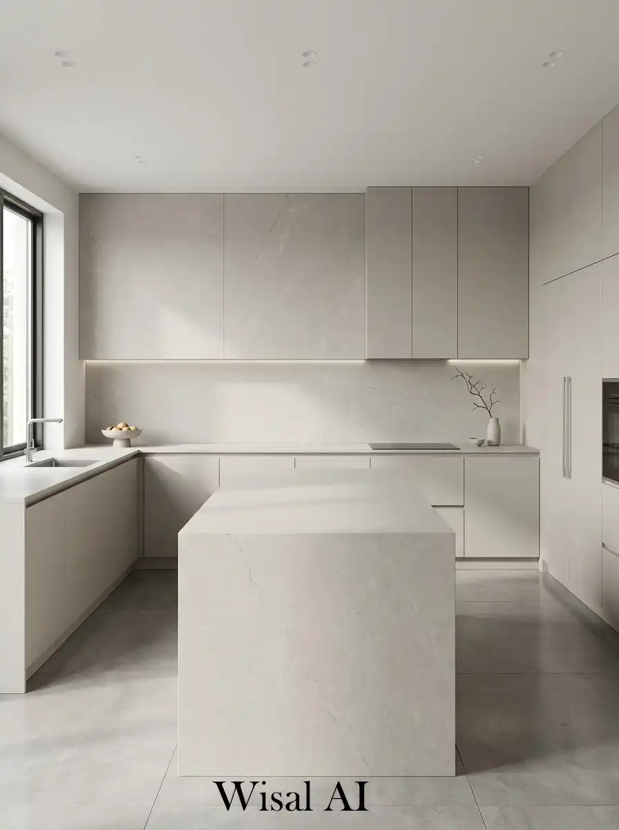 6. Large kitchen surfaces with seamless stone finish