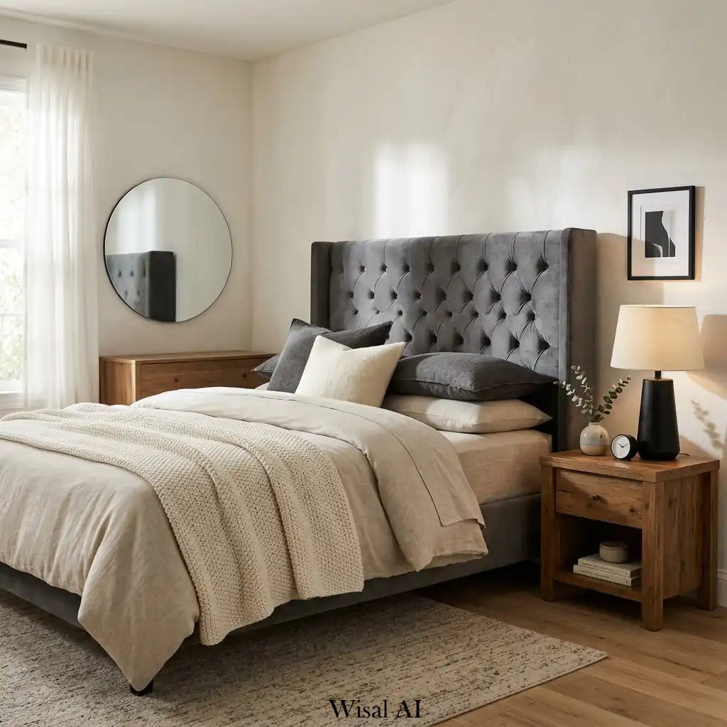 6. Soft Shadow Bedroom with Smoky Gray Accents