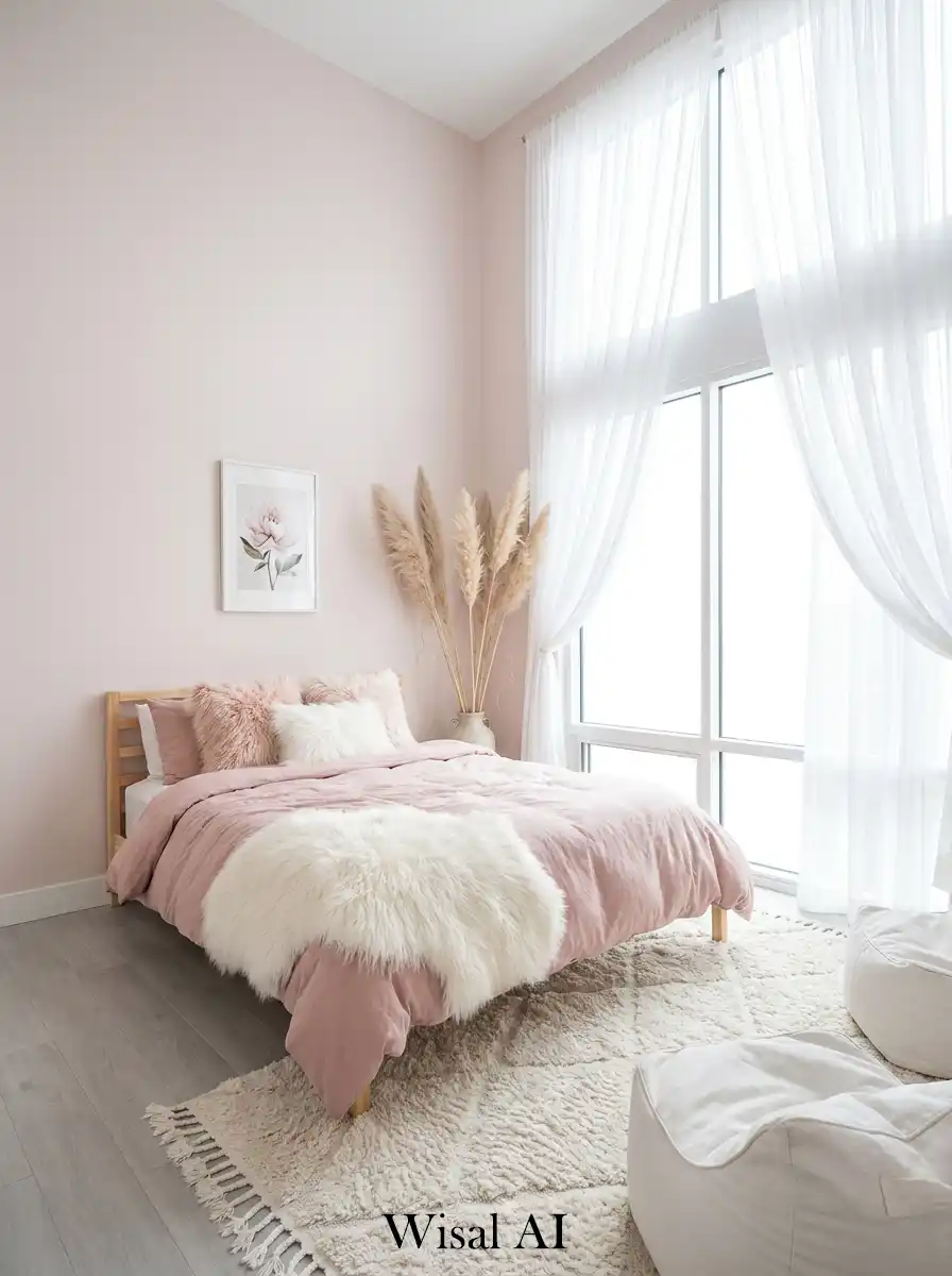 6. The Airy Loft: Dusty Pink Bedroom Idea
