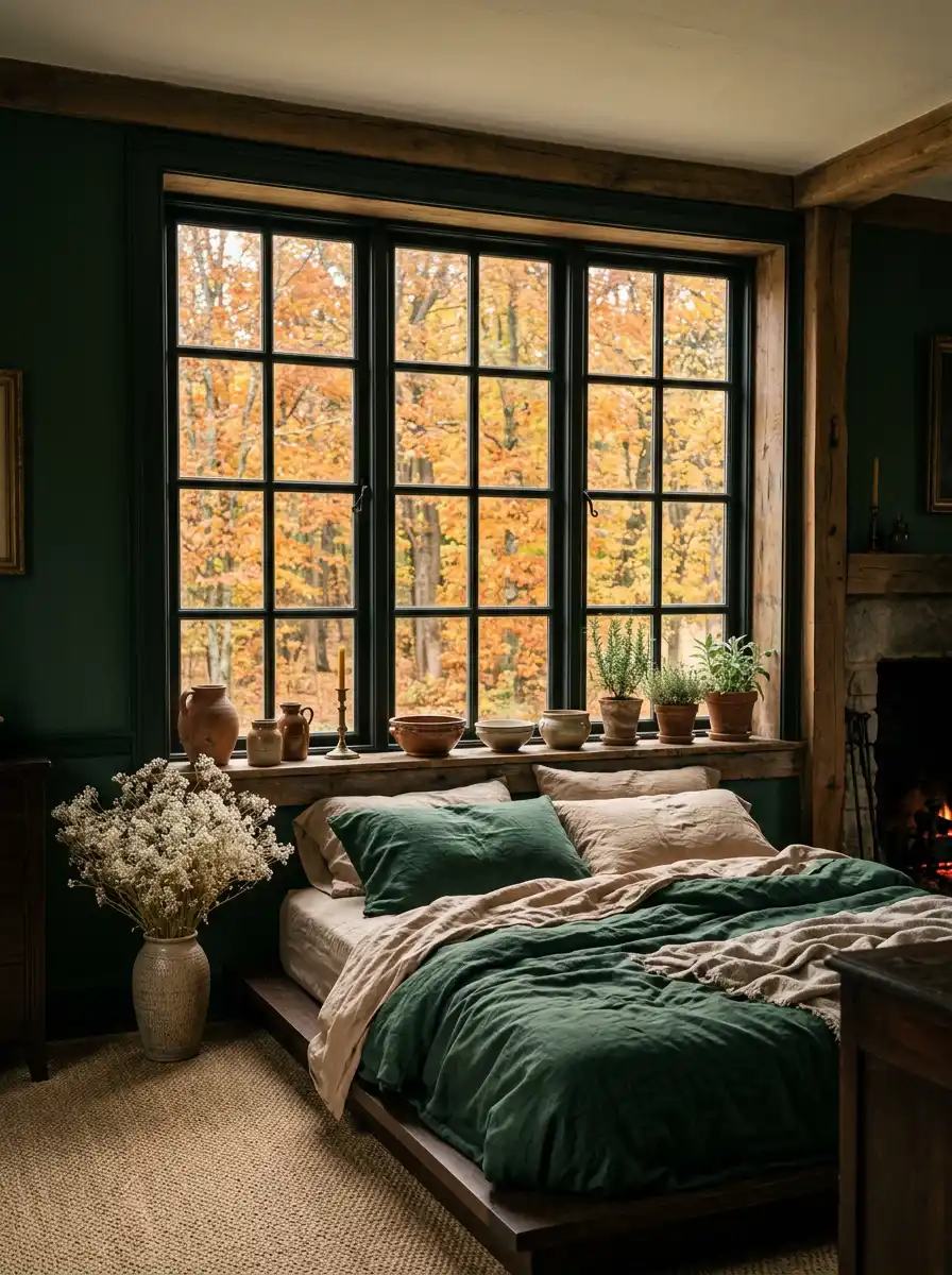 6. The European Estate Window: Green Bedroom Ideas