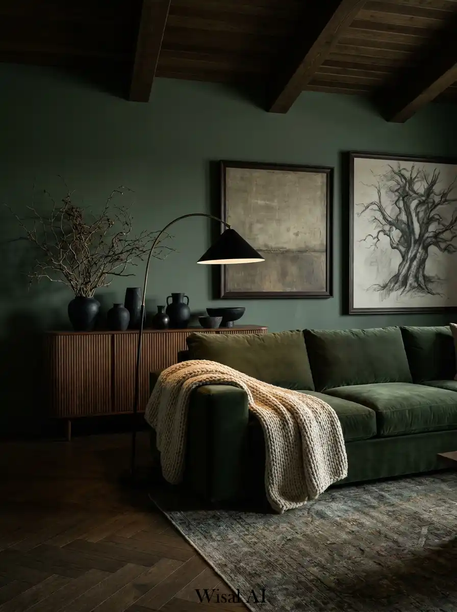 16. The Forest Lounge: Deep Sage Green Living