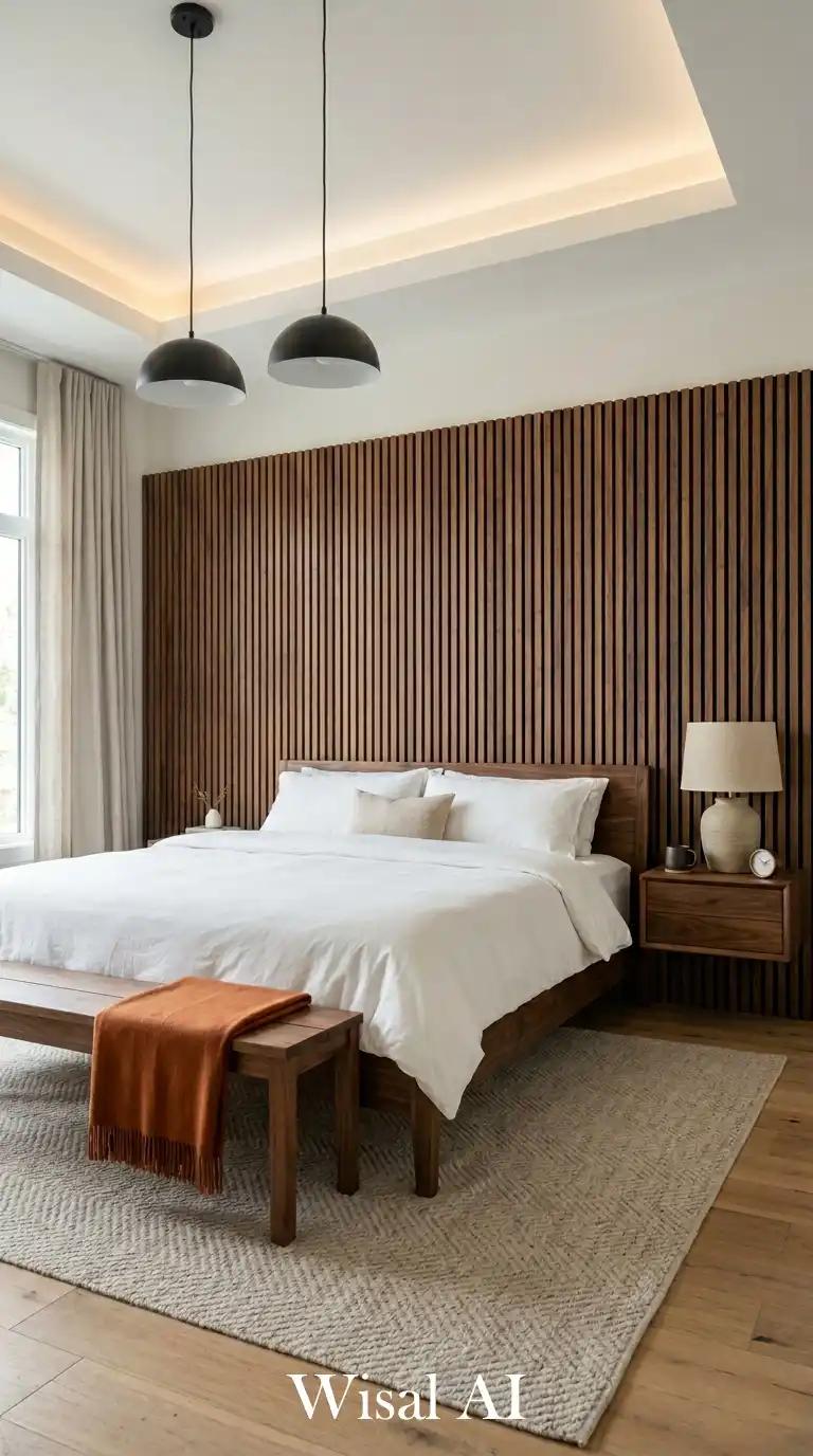 The Minimalist Walnut Quiet Modern Bedroom